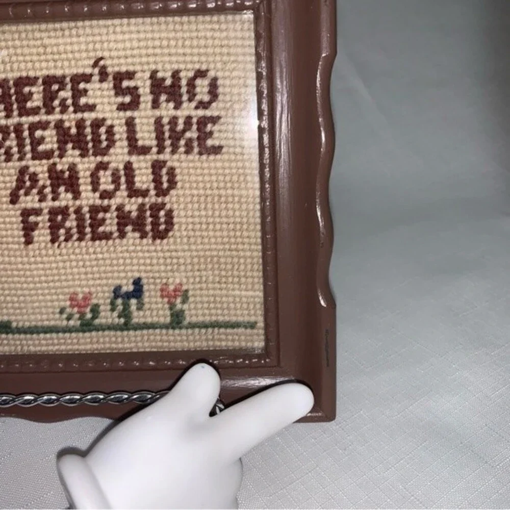 Vintage Handmade Home Decor Grannycore Stitched Friendship Sign 1941 Crafty Art